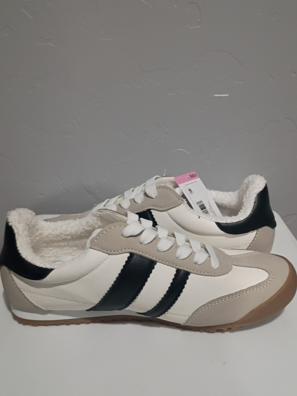 Dolce Vita White, Black & Beige Women's Sherpa-Lined Sneakers - Picture 1 of 8